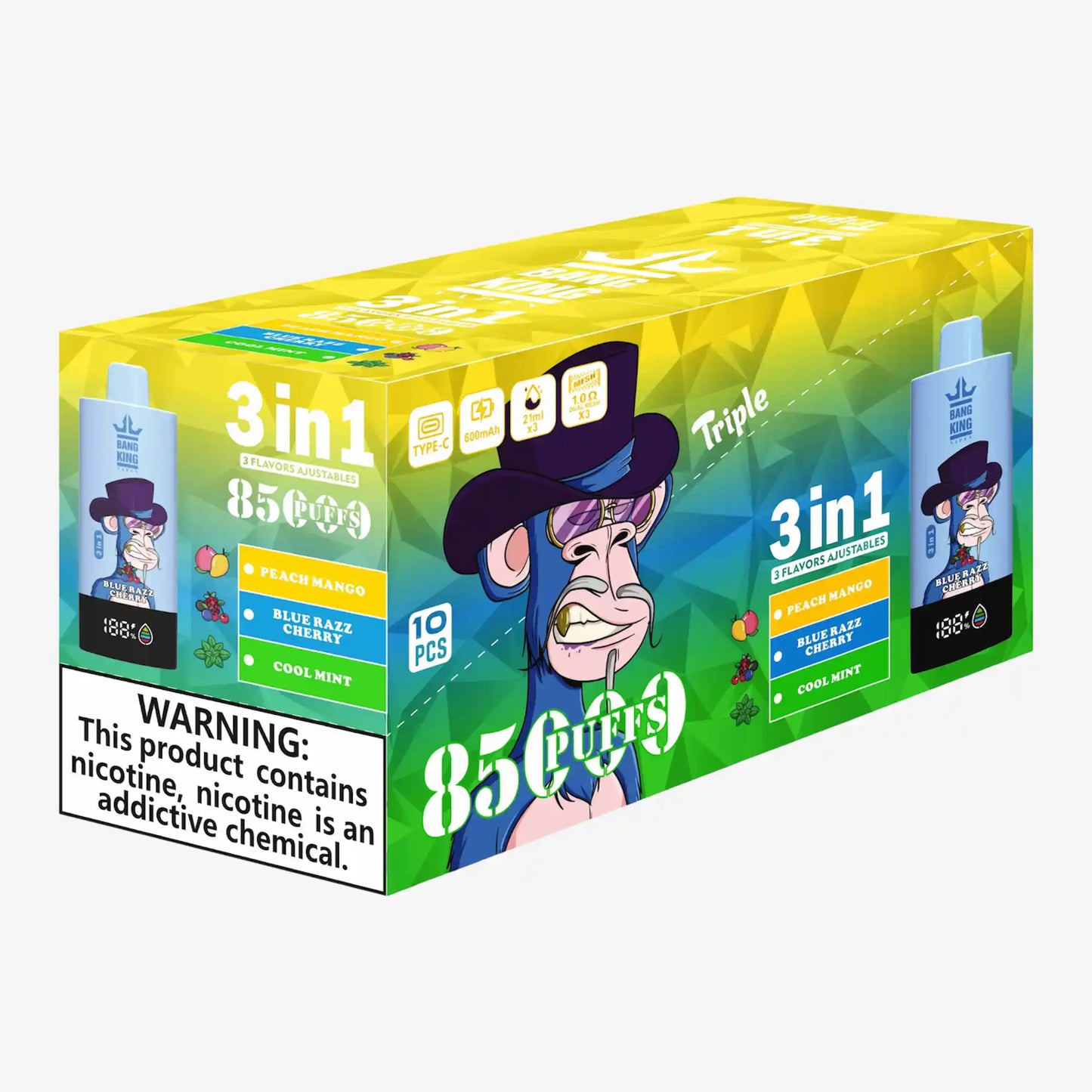 BANG KING VAPEN 3in1 85000 PUFFS 04 ブルーラズチェリー(Blue Razz Cherry)3フレーバー切替