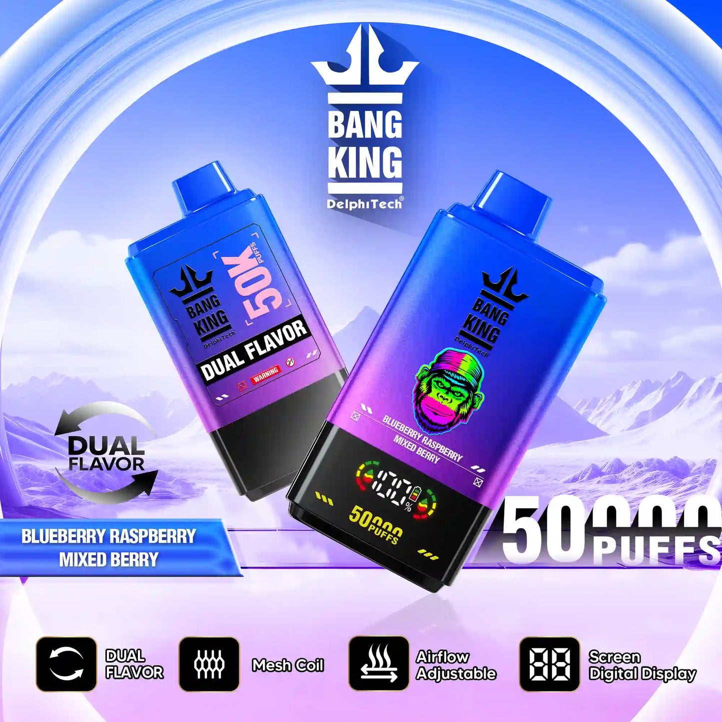 BANG KING DelphiTech® 2in1 50000 PUFFS 05 ブルーベリーラズベリー/ミックスベリー(Blueberry Raspberry/Mixed Berry)