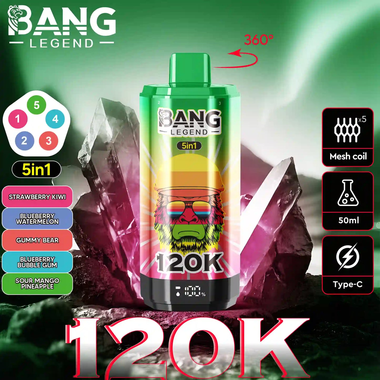 BANG LEGEND 5in1 120k(120000) PUFFS 12