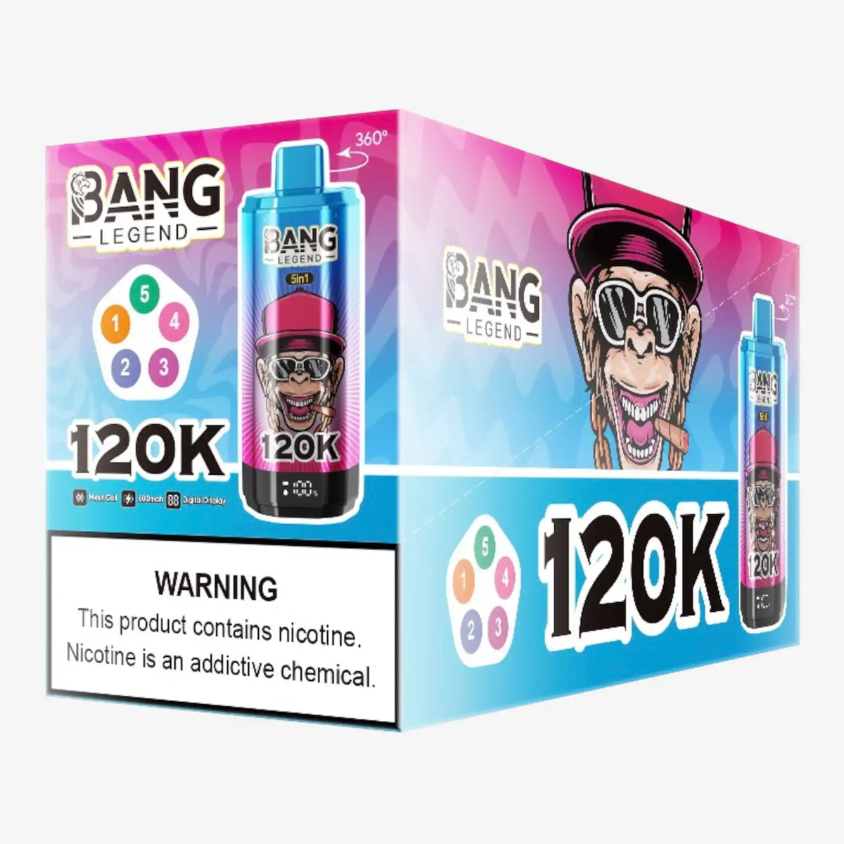 BANG LEGEND 5in1 120k(120000) PUFFS　①エナジードリンク/ブルーベリーチェリー/アップルグレープ/スイカドラゴンフルーツ/マンバ