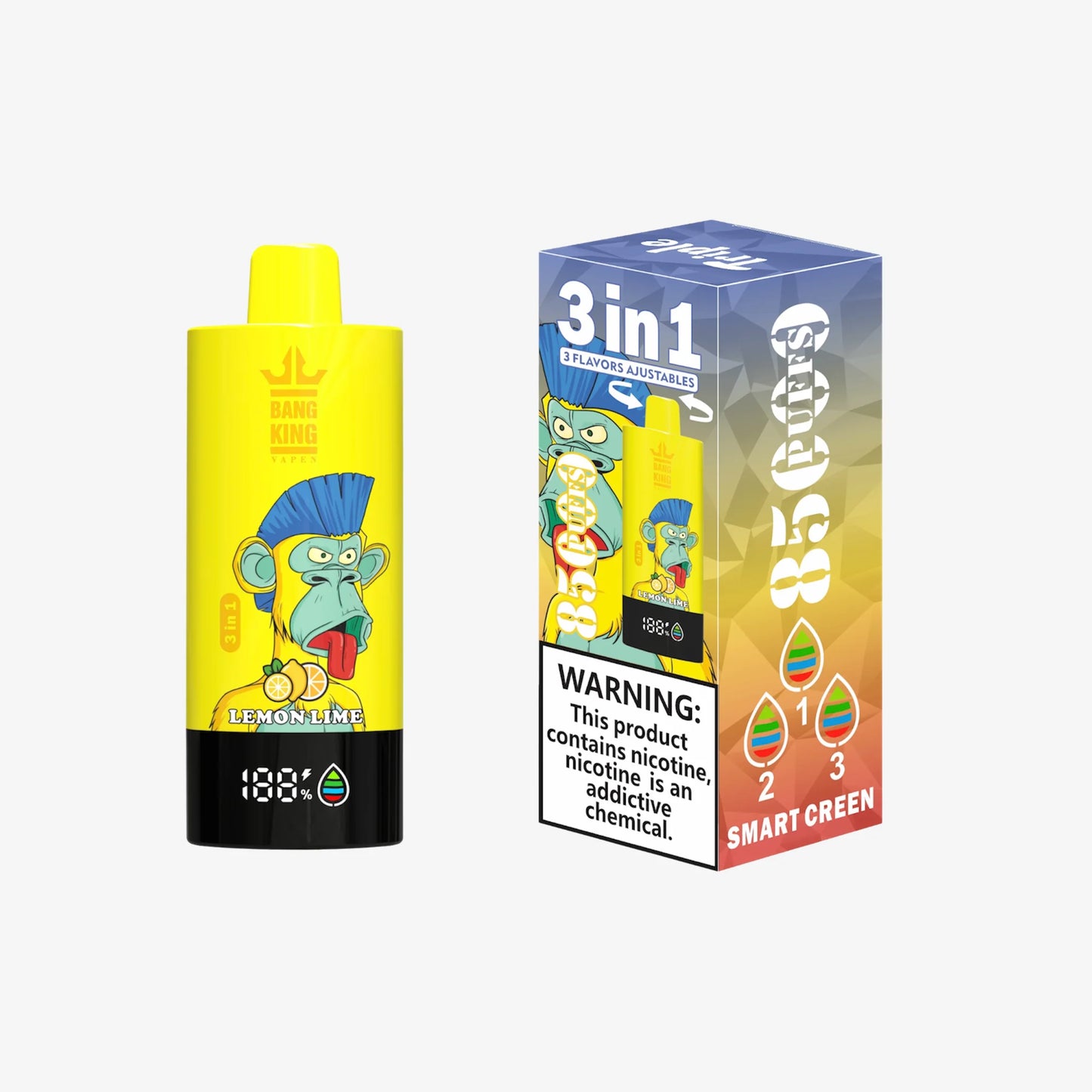BANG KING VAPEN 3in1 85000 PUFFS 02 レモンライム（Lemon Lime）3フレーバー切替