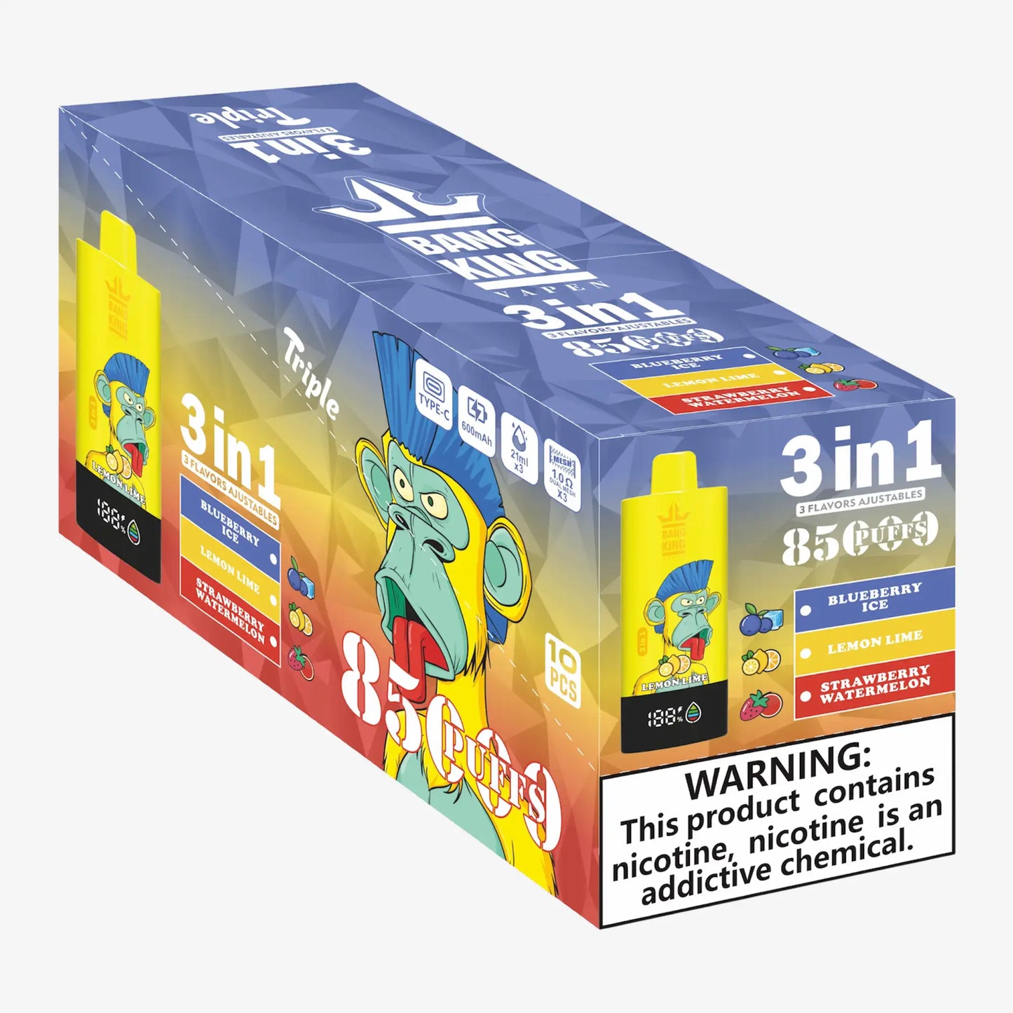 BANG KING VAPEN 3in1 85000 PUFFS 02 レモンライム（Lemon Lime）3フレーバー切替