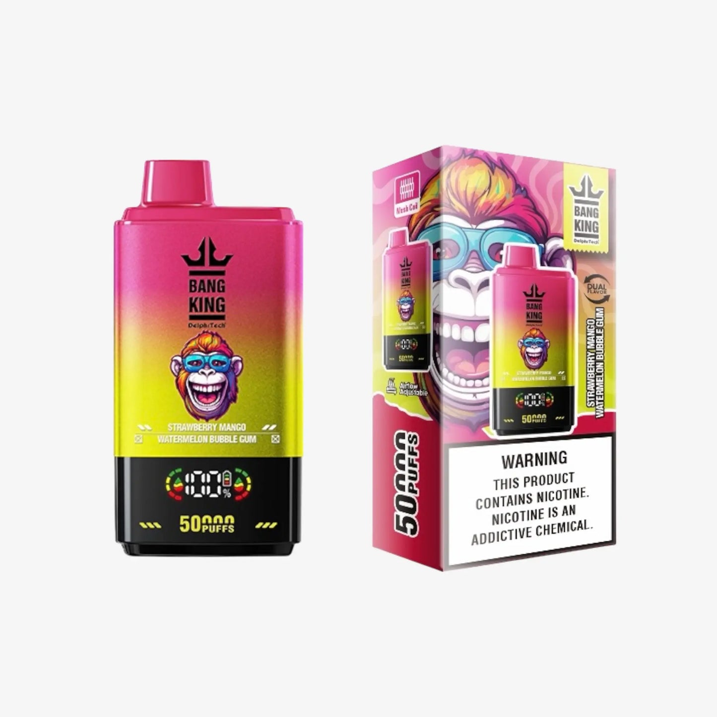 BANG KING DelphiTech® 2in1 50000 PUFFS 09 ストロベリーマンゴー/ウォーターメロンバブルガム（Strawberry Mango/Watermelon Bubble Gum）