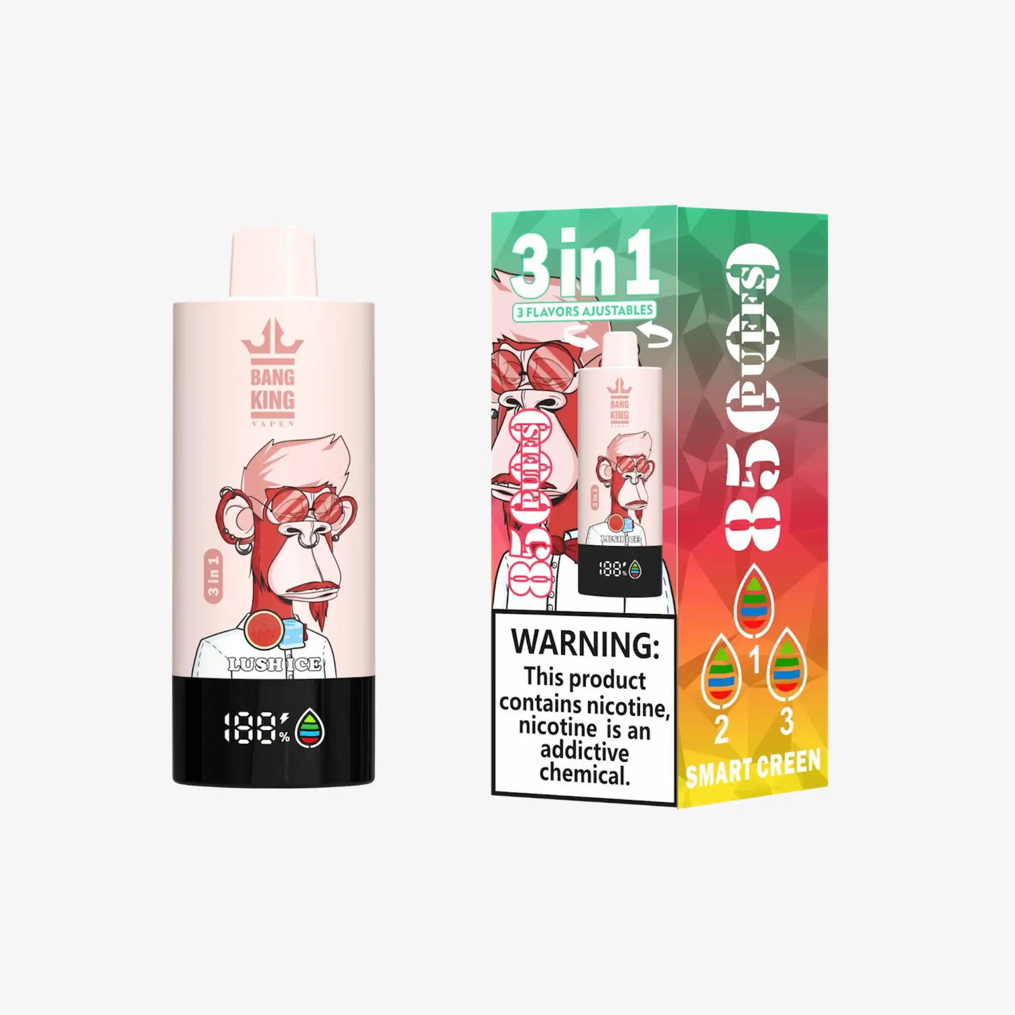 BANG KING VAPEN 3in1 85000 PUFFS 10 ラッシュアイス（Lush Ice）3フレーバー切替