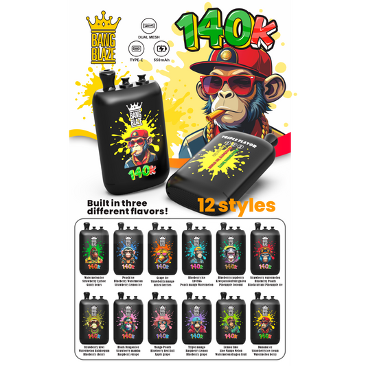 BANG BLAZE 3in1 140K(140000) PUFFS　⑫バナナアイス/ストロベリーアイスクリーム/スイカベリー