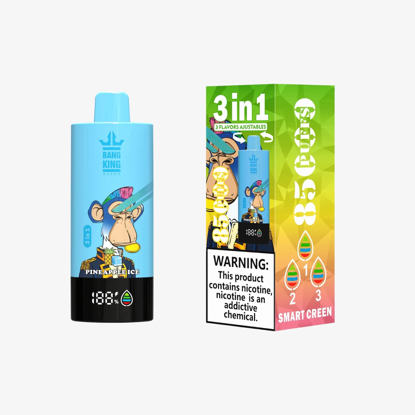 BANG KING VAPEN 3in1 85000 PUFFS 13 パイナップルアイス（Pineapple Ice）3フレーバー切替