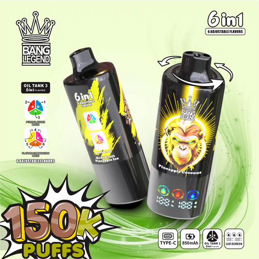 BANG LEGEND 6in1 150K(150000) PUFFS　②パイナップルアイス/パイナップルココナッツ/キウイパイナップルアイス
