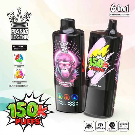 BANG LEGEND 6in1 150K(150000) PUFFS　⑧マンゴーアイス/ピーチマンゴースイカ/グミベア