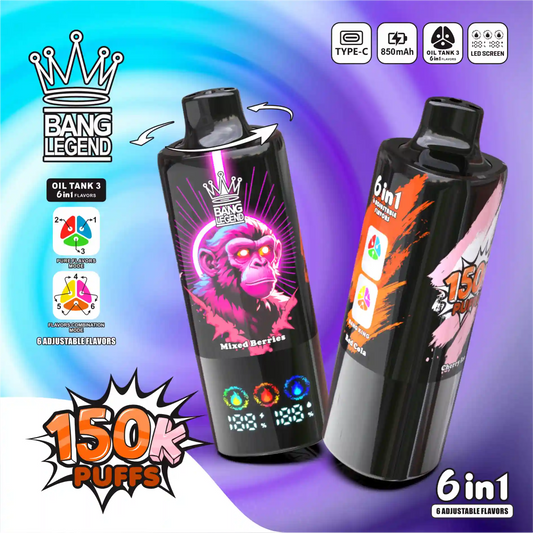 BANG LEGEND 6in1 150K(150000) PUFFS　⑨チェリーアイス/ミックスベリー/レッドコーラ