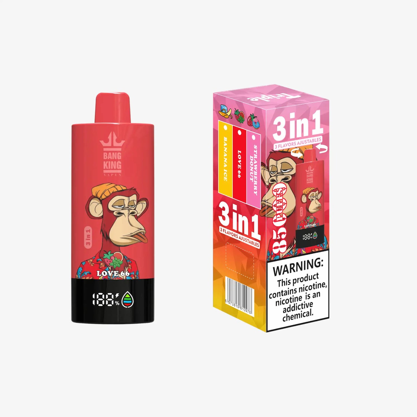 BANG KING VAPEN 3in1 85000 PUFFS 15 ラブ66（Love 66）3フレーバー切替