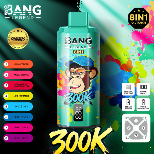 BANG LEGEND 8in1 300K(300000) PUFFS　⑩グミベア/ミックスベリー/ストロベリースイカ/ライムロマンス