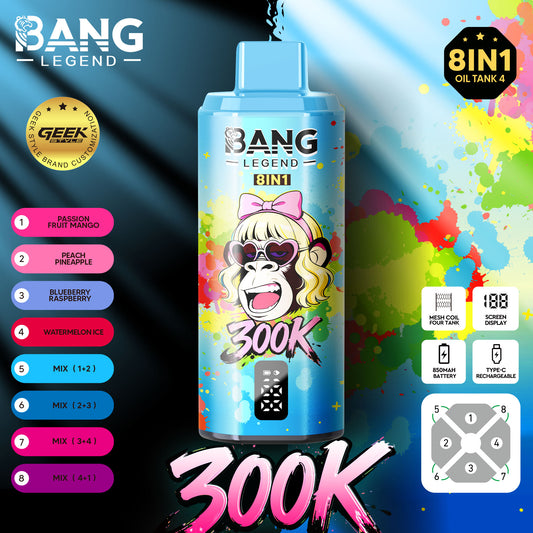 BANG LEGEND 8in1 300K(300000) PUFFS　②パッションフルーツマンゴー/ピーチパイナップル/ブルーベリーラズベリー/スイカアイス