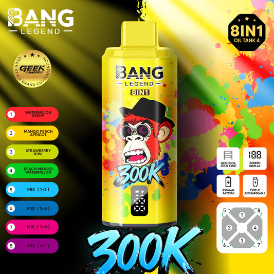 BANG LEGEND 8in1 300K(300000) PUFFS　⑤スイカベリー/マンゴーピーチアプリコット/ストロベリーキウイ/ピーチマンゴースイカ