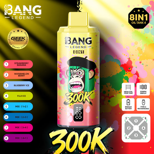 BANG LEGEND 8in1 300K(300000) PUFFS　⑨ストロベリーバナナ/スイカベリー/ブルーベリーアイス/フジアイス