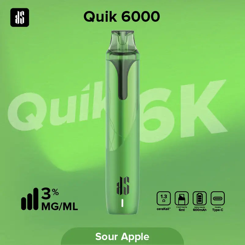 KS Quik 6000 Puffs サワーアップル（Sour Apple）