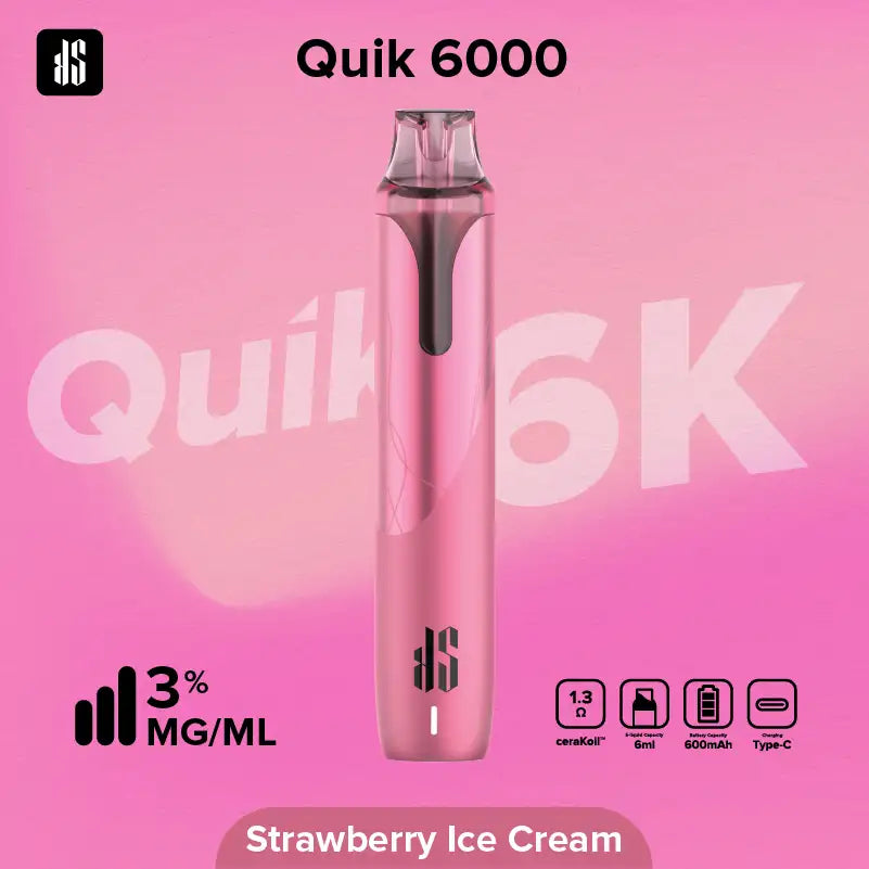 KS Quik 6000 Puffs ストロベリーアイスクリーム（Strawberry Ice Cream）